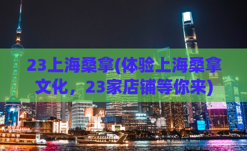 23上海桑拿(体验上海桑拿文化，23家店铺等你来)