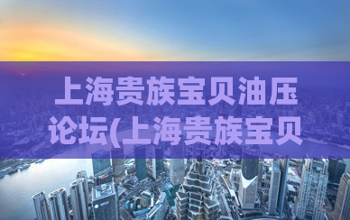 上海贵族宝贝油压论坛(上海贵族宝贝油压论坛：重新定义放松按摩体验)